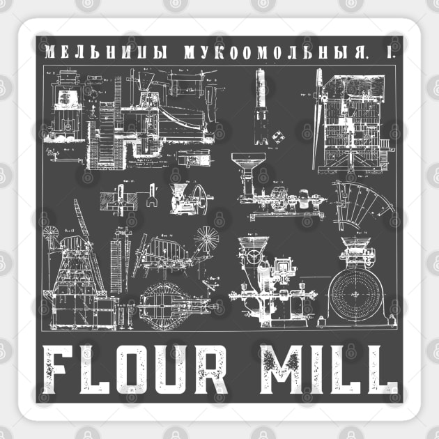 Vintage Blueprint - Wind Mill Diagram - Retro Aesthetic Magnet by TuncGK